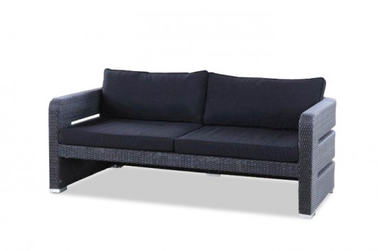 Lounge de jardin en rotin noir, modèle Tokio - sofa