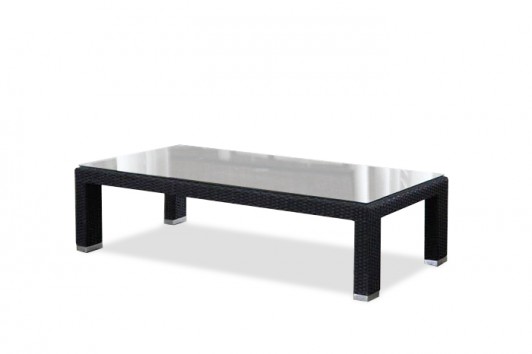 Lounge de jardin en rotin noir, modèle Tokio - table