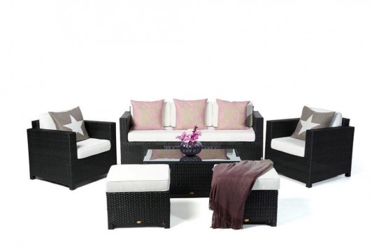 meubles de jardin en rotin set Bona Dea avec sofa 3 places