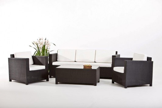 meubles de jardin lounge en rotin Bona Dea noir