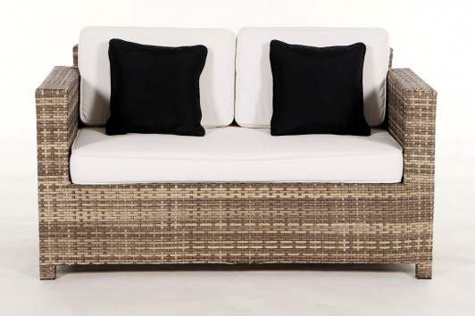 Set lounge de jardin en rotin Bona Dea de couleur natural - sofa 2 places