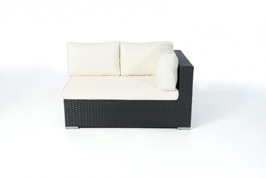 Meubles de jardin en rotin noir, modèle Kingsland - sofa d'angle droit