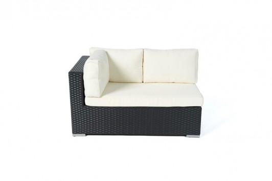 Meubles de jardin en rotin noir, modèle Kingsland - sofa d'angle gauche