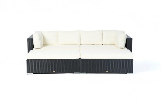 Meubles de jardin en rotin noir, modèle Kingsland - sofa