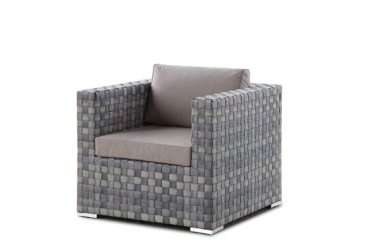 Meubles de jardin en rotin brun-gris, modèle Moskito - fauteuil