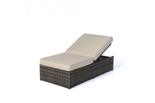 Lounge de jardin en rotin brun, modèle Ola - couchette réglable
