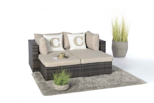 Lounge de jardin en rotin brun, modèle Ola