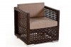 Lounge de jardin en rotin brun foncé, modèle Rhodos - fauteuil