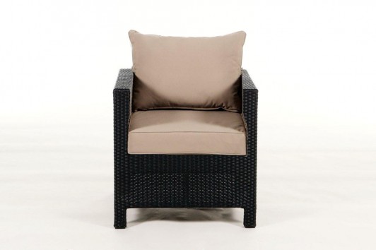 Sandy brown cushion cover for the black Sola Armchair