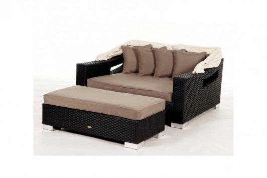 Sandy brown cushion cover set for the black Rattan Capri Chair