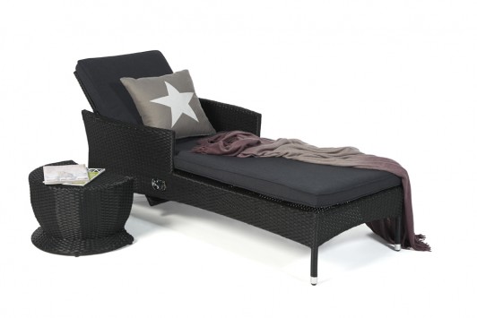Fluted Bombay Sunlounger with Side Stool