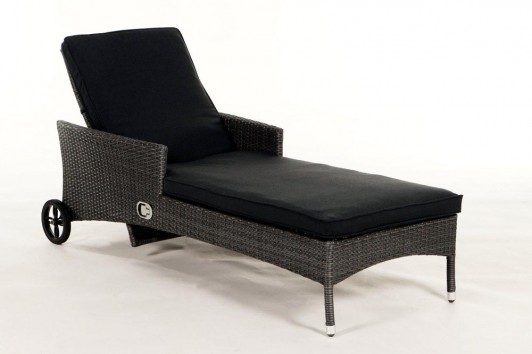 Bombay Sunlounger with Black Seat Cushion Cover