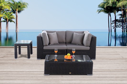 Nottingham Rattan Lounge, 2-seater in brown