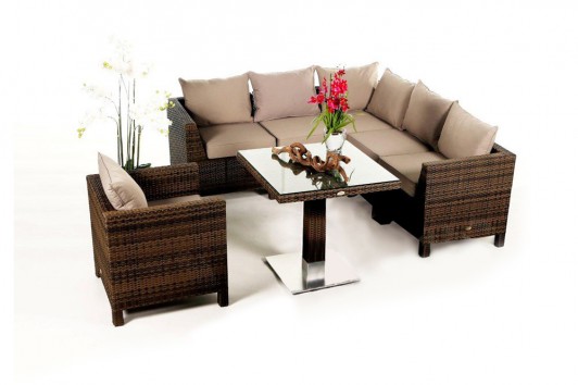 Daisy Rattan Lounge mixed brown, sandy brown cushion cover set