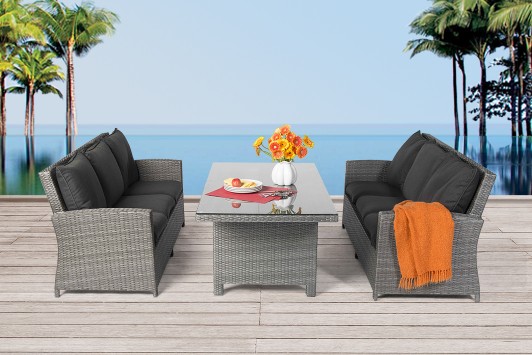 Mississippi Rattan Dining Lounge, mixed grey