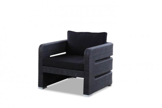 Kennedy Rattan Lounge, black armchair