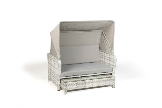 Florida Rattan Lounge Chair, Grey/ White 