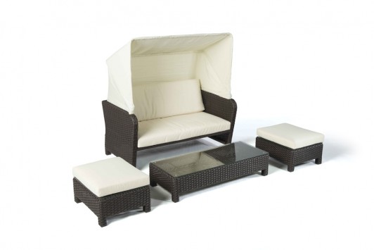 Florida Rattan Lounge Chair Set, Brown 