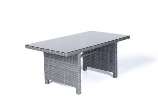 Darling Rattan Dining Lounge, mixed grey table