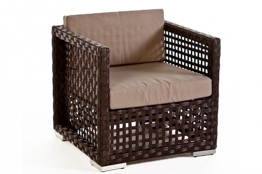 Rhodos Rattan Lounge, dark brown armchair
