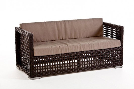 Rhodos Rattan Lounge, dark brown sofa