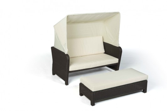 Florida Rattan Lounge Chair: Upholstered Bench