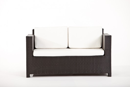 Luxury Rattan Lounge, black 2-seater sofa