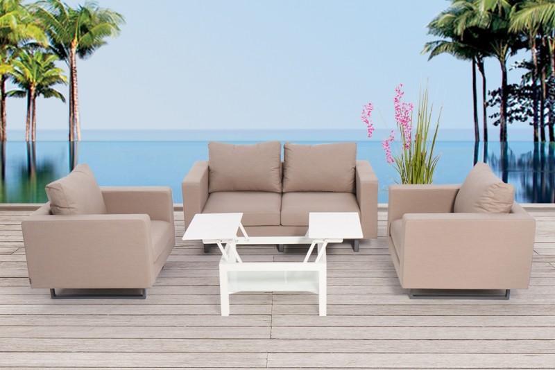 Beautiful Garden Furniture Lounge Shanti Sand Brown Weatherproof