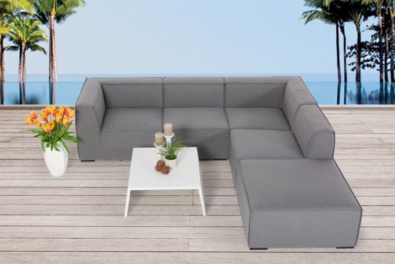 Sunbrella Fabric Lounge Rosalie Grey Outdoor Sofa