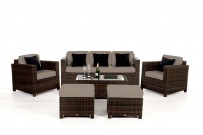 Luxury Deluxe 3er Lounge Gartenmoebel braun, Überzug sandbraun