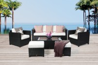 Gartenmöbel Rattan Lounge Luxury Deluxe 3er schwarz