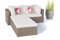 Luxury Deluxe 3er Lounge Gartenmoebel braun, Überzug sandbraun