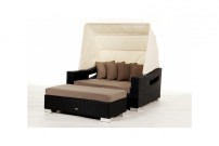 Sandy brown cushion cover set for the black Rattan Capri Chair