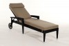 Cairns Rattan Sunlounger in Black with Sandy Brown Cushion Cover