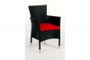 Manitu Dining Set 220, black chair with red cushion cover 