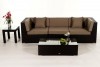 Barbados Rattan Lounge, brown with sandy brown cushion cover set