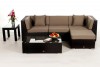 Victoria Rattan Lounge, black with sandy brown cushion cover set
