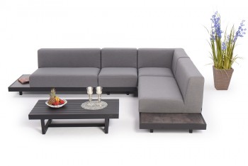 All Weather Lounge Sunbrella Fabric Outdoor Sofa Samu Grey