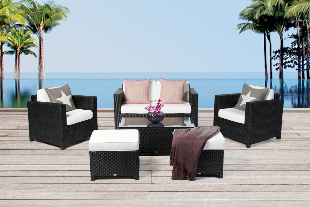 Bona Dea Rattan Lounge schwarz