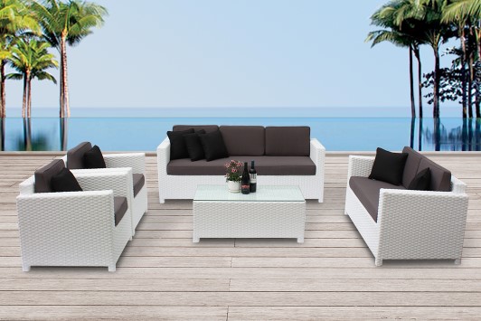 Lilly's Rattan Lounge Weiss