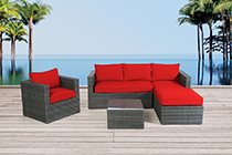 Colored cushion covers rattan lounge